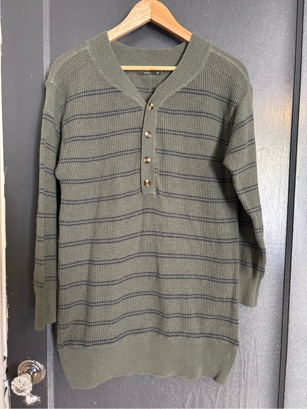 Prana Olive Green Striped Knit Tunic